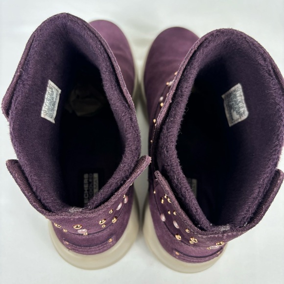 Skechers Ankle Boots Leather Lightweight Slip-On Comfy Booties Burgundy Size 10 - Picture 11 of 16